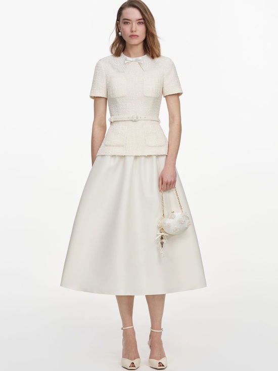 Self-Portrait Dresses & Skirts - NWOT Self-Portrait CREAM BOUCLE TAFFETA MIDI DRESS